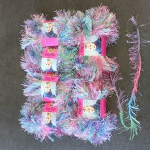 6 New Skeins Lion Brand Fun Fur Prints Yarn TROPICAL Discontinued Rare 💚🩷💜💙
